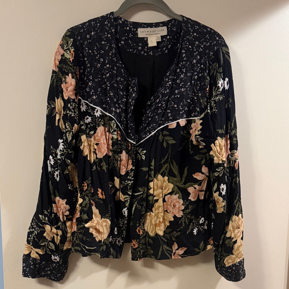 Saltwater LUXE Black Floral Blouse